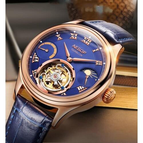 Watch for men luxury casual brand seagull tourbillon watch movement ST8230 sapphire waterproof alligator leather strap luminous