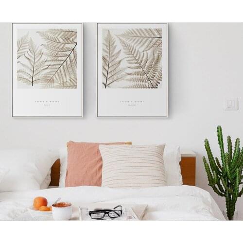 Nordic Decoration Vintage Poster Leaves Plant Wall Art Canvas Prints Minimalist Painting Picture for Living Room Home Decor