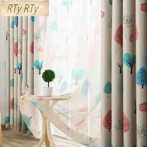 Children Curtains for Living Room Bedroom Happy Tree Pattern Voile Curtain kids Bedroom Girls Lovely Curtains Drapes