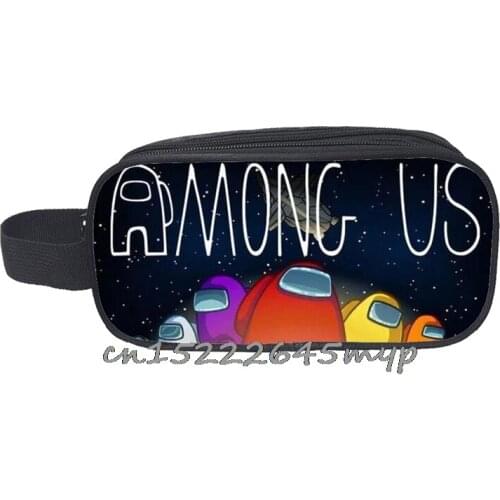 Among Us Double Layer Pencil Case Makeup box Children Cartoon Pen Bag Kids Stationery Storage Bag Sexy Game Girl Pencil Pouch