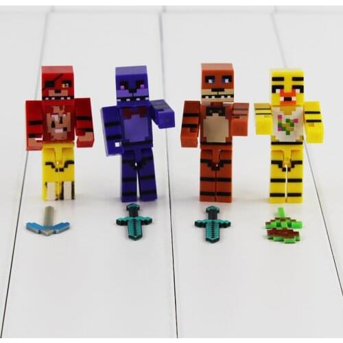 Hot 4pcs/lot Model Anime Animals Bear Fox Rabbit Duck Chicken Action Figures Game Kid Toy Gifts