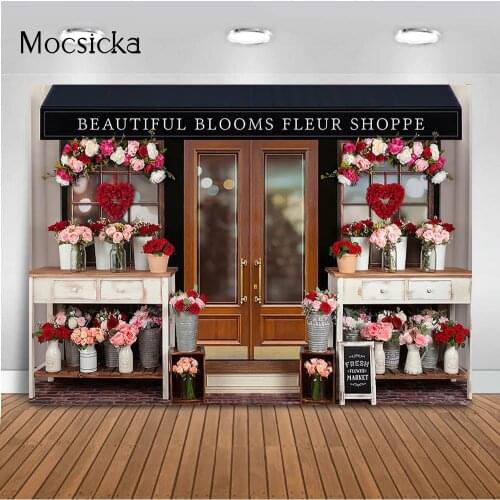 Valentines Day Rose Flower Shop Photography Backdrop Beautiful Blooms Fleur Shoppe Photo Background Fresh Flower Market Props