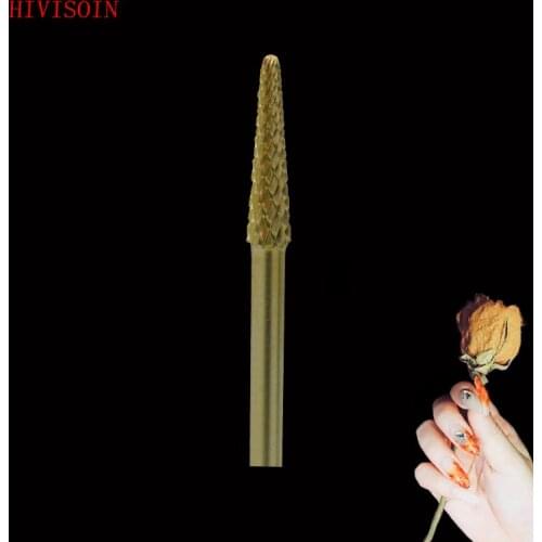 HIVISOIN- 15pcs-Carbide Nail Drill Bit - Small Cone Bit - (60090070) Gold
