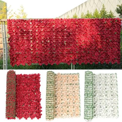 Artificial Fence Flower Fence Artificial Plant Cherry Blossom Fence Decoration Artificial Fence Hydrangea Row