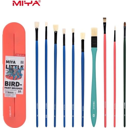 HIMI MIYA Artist Paint Brushes Set 10Pcs Acrylic Oil Watercolor Himi Gouache Painting with Hog Hairs for Artist,Kids & Adults