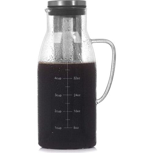 Cold Brew Coffee Maker,Iced Tea Pitcher Infuser with Lid&Scale,Dual Use Filter Coffee Pot ,51Oz/1.5L