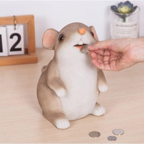 Piggy Bank Home Resin Mouse Money Box Crafts Piggy Bank Rat Cash Box Coin Bank Moneybox Coin Box