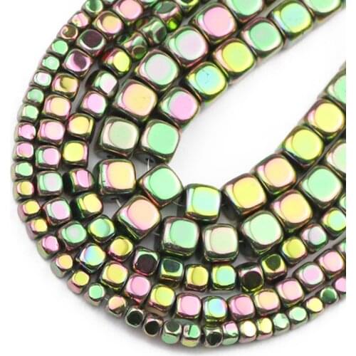 Cube Square Hematite Natural Stone New Green Loose Spacer Beads For Jewelry Bracelets Necklace Making Diy Accessories 2/3/4/6MM