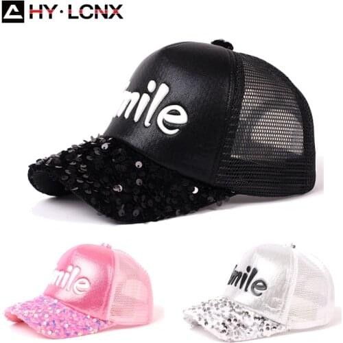 Summer Children New Letter Caps Boys Sequins Decorative Breathable Hats Girls Fashion Outdoor Adjustable Baseball Caps