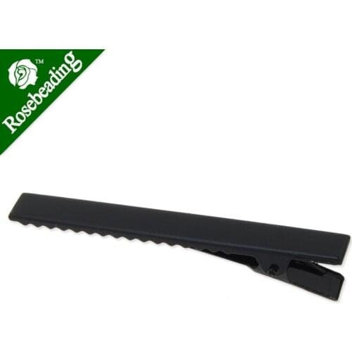 75mm Metal Alligator Hair Clip with Teeth,Black color,9.5mm width,20pcs/lot-C4497