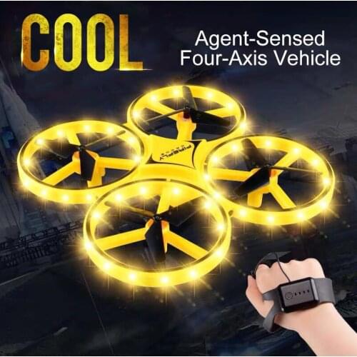 Mini Quadcopter Induction Drone Smart Watch Remote Sensing Gesture RC Aircraft UFO Somatosensory Noctilucent Interaction RC Toys