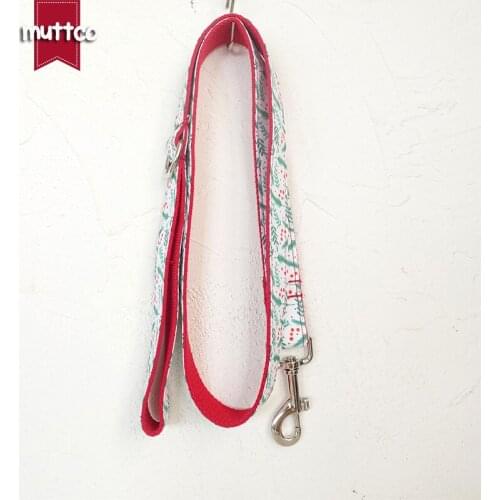 MUTTCO retailing self-design dog leash THE CHRISTMAS LEAVES handmade poly satin and nylon 5 sizes dog leash UDL096