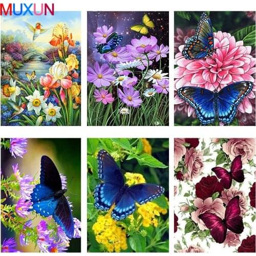 Muxun Full Square / Round Drill 5D Diy Diamond Painting Flower Butterfly Embroidery Cross Stitch 3D Mosaic Home Decoration Ep081