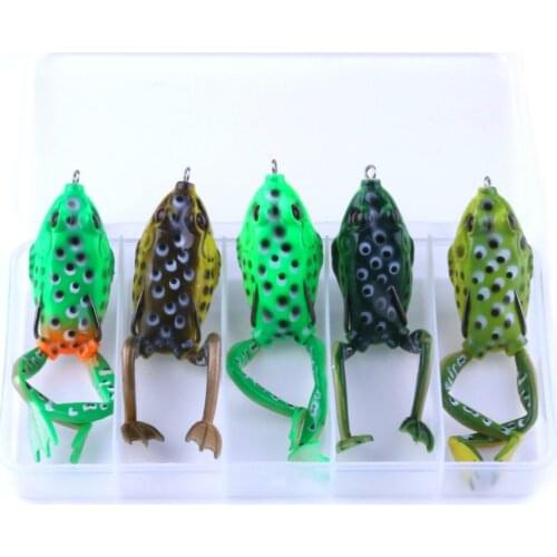 5pcs Soft Frog Fishing Lure Set With Tackle box 5.5cm 15.5g Plastic Frog Soft Lures Swimbait Fishing Tackles