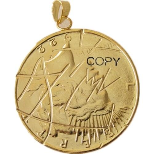 P(18)Coin Pendant Peace Dollar 1922 Two Heads Necklace Gold Plated Coin Fashion Jewelry