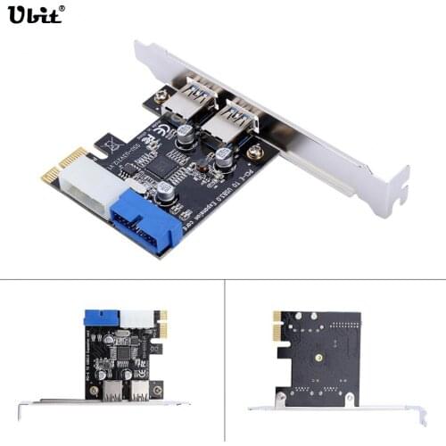 Ubit USB 3.0 PCI-E Expansion Card Adapter External 2 Port USB3.0 Hub Internal 19pin Header PCIe Card 4pin IDE Power Connector
