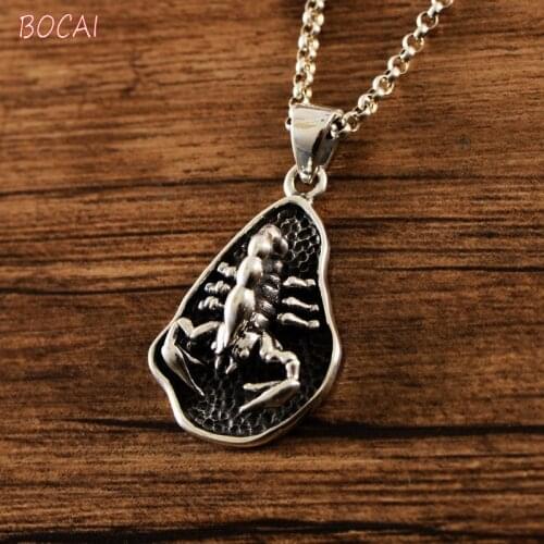 Real S925 Silver European and American Personality Fashion Hunting Scorpion Pendant Coarse Mine Domineering Mens Pendant