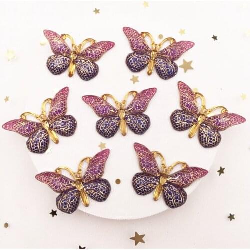 Resin 25*38mm Bling Colorful Crystal Butterfly Flatback Rhinestone 1 Hole DIY Wedding Appliques Craft S15