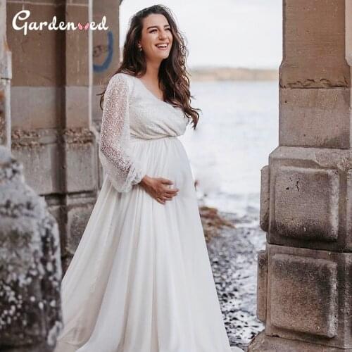 Plus Size Glitter Wedding Dresses Sequined Illusion Sleeve Bridal Gowns Vneck Wrap Bride Dress 2020 Pregnant