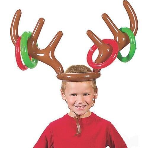 Christmas Game Inflatable Reindeer Antler Hat Ring Toss Navidad Natal Christmas Gift for Kids New Year Gift Xmas Decor Noel 2022