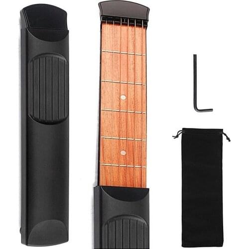 SevenAngel Portable Pocket 6 Fret Model Wooden Practice 6 Strings Guitar Trainer Tool Pocket Guitar Finger Exerciser