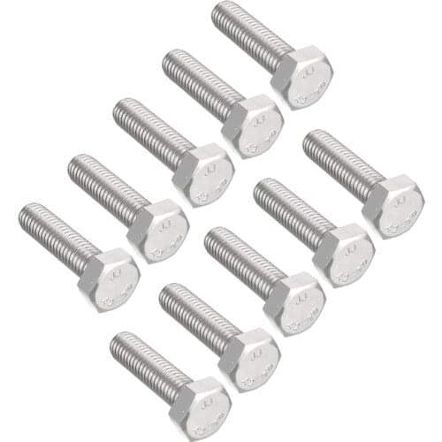 Uxcell M8 Thread 30mm 304 Stainless Steel Hex Screws Bolts 10pcs