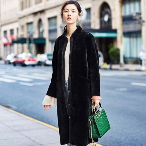 Real Fur Coat Sheep Shearling Jacket Long Sheepskin Winter Jackets for Women 2020 Double-faced Natural Fur Coats WYQ2043