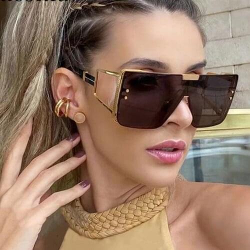 Silver mirror lenses sunglasses women flat top over size men sunglasses clear side wide temples
