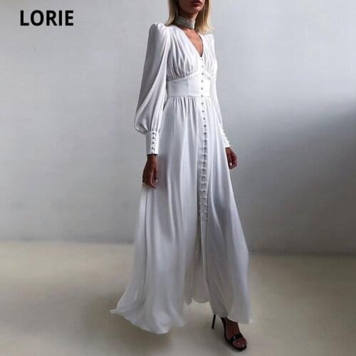 Fivsole A-line V-neck Satin Wedding Dress 2021 Vestidos De Novia Simple Design Cap Sleeves Side Split Vestido De Fiesta De Boda