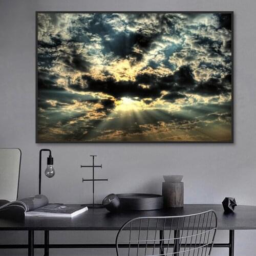 Light Blue Cloud Abstract Oil Painting Art Print Pop Art Poster Canvas Wall Picture Living Room Decoration Picture Frameless