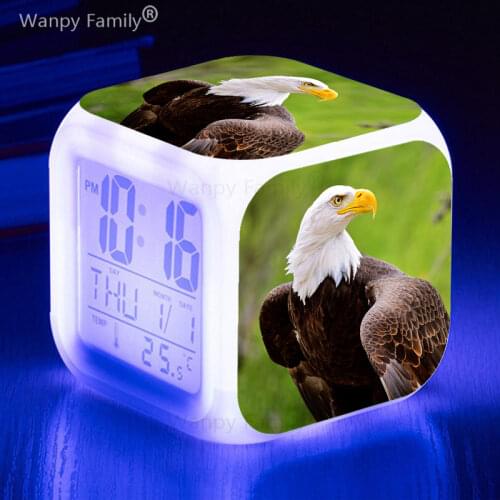 Raptor Eagle Alarm Clock 7 Color Glowing LED Digital Alarm Clock For Kids Gift Multifunction Flash Electronic Watches Clock