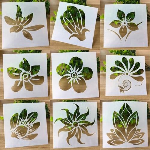 9 Pcs Flower shaped Coffee Stencils Coffee Decor Molds Coffeeware Art Tools Kitchen Accessories