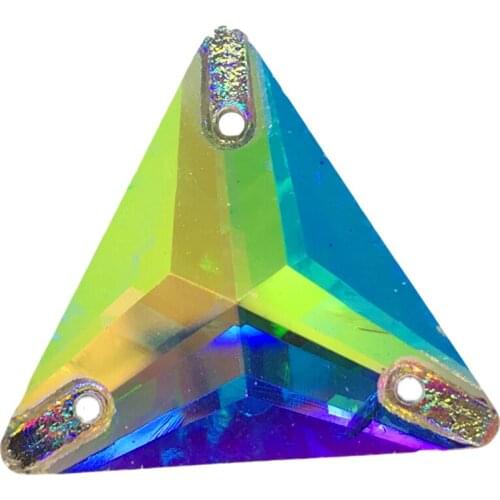 Triangle Sew On Stone Crystal Clear AB Color 12mm,16mm,22mm Glass Sewing Crystal beads