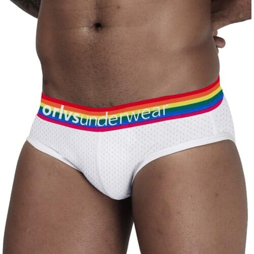 ORLVS Briefs Underwear Coolness Skill Output Breathable Soft Fit Not Stuffy Male Pants Rainbow Snooth Belt Non-feeling Label