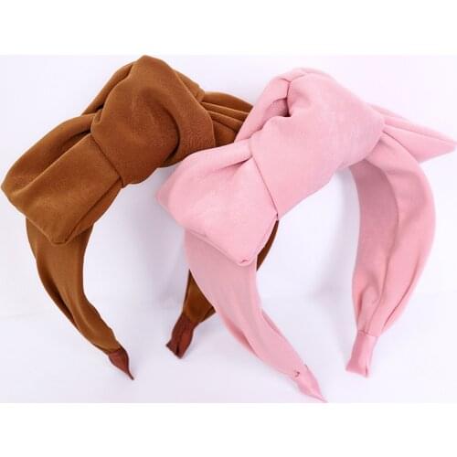 Spring Bohemian Silk Satin Big Bow Hairband Turban Adult Hair Accessories