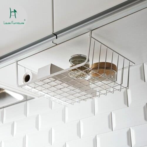 Louis Fashion Iron Shelf Rack Hanging Kitchen Non Perforating Storage Basket