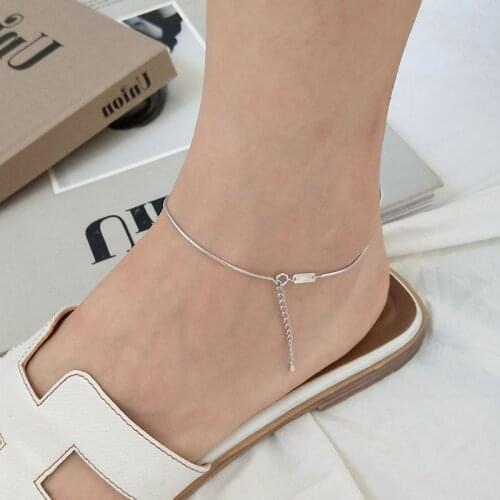 Silvology 925 Sterling Silver Rough Snake Chain Anklets Silver Elegant Minimalist Beach Anklets for Women Texture Foot Jewelry