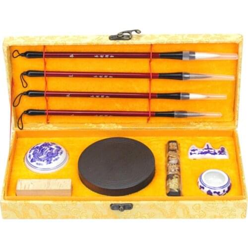 1 Set Of Chinese Four Treasures Of The Study Set Excellent Writing Brush Ink Stick Paper Inkstone Kit Writing Calligraphy