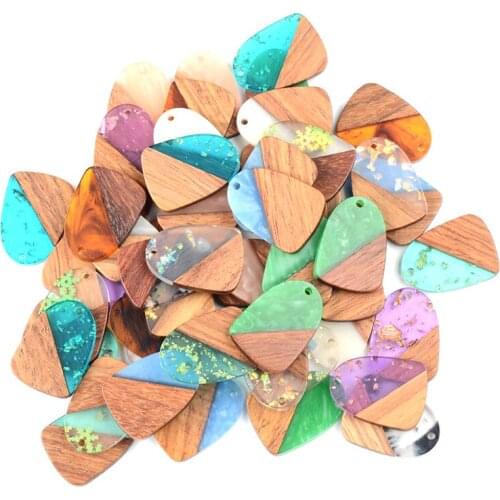 10PC Semicircle Earrings Accessories Natural Wood & Resin Splicing Hand Made DIY Making Charms Jewelry Findings & Components