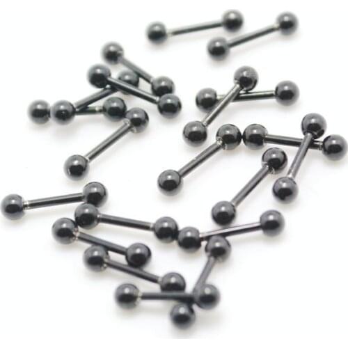 10pcs black color steel small earrings barbell ear bars studs body piercing jewelry