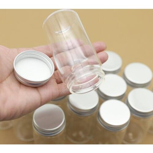 12 Pieces 47*90mm 120ml Glass Bottle vial Candy jars Silver Screw Cap mini Jars test tube Transparent jars storage bottle