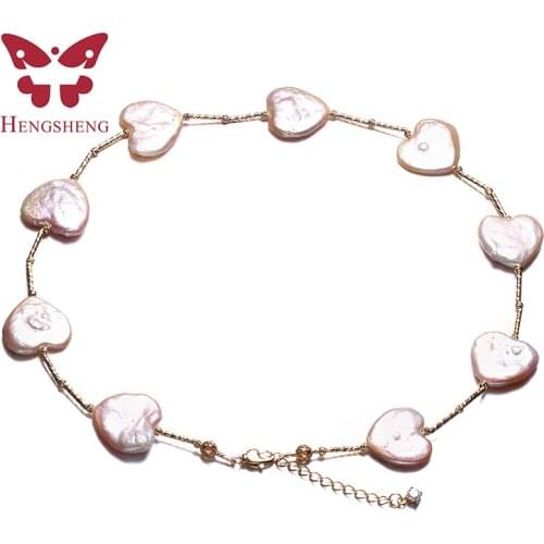 2018 New Vintage White 100% Cultured Freshwater Chokers Necklace for women With Big 19-20mm Heart Design Pearls