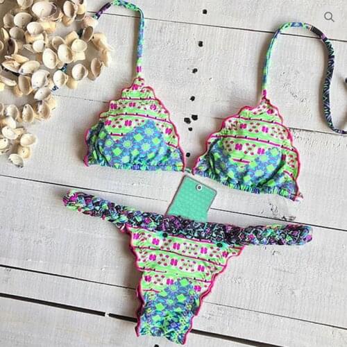 2018 Sexy Bikini Swimwear Women Push Up Swimsuit Bandage Bikini Set Brazilian Summer Beach Bathing Suits female Biquini Print