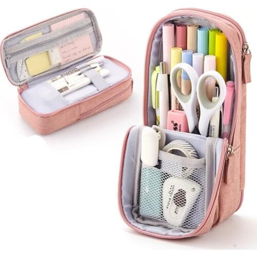 4 PCS Standing Pencil Case Pen Bag Multi-Layer Stationery Storage Pouch for Office School Student Girl Boy Adult Wholesale X2