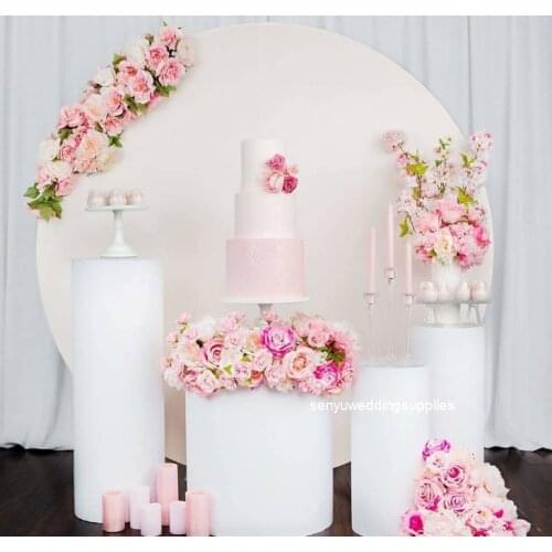 Acrylic round cylinder pedestal white acrylic plinths display stand for wedding senyu1607