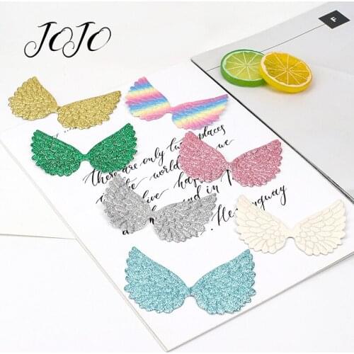 JOJO BOWS 7pcs Chunky Glitter Wing Accessories DIY Crafts Supplies Handmade Hairbow Materials Hair Decoration Apparel Patchwork