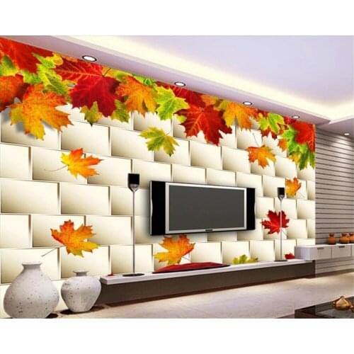 Beibehang Custom wallpaper photo red maple brick stereo TV background wallpaper home decoration living room bedroom 3d wallpaper