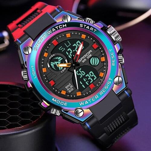 New Wrist Watch Men Watches Male Watch For Men Clock Dual Display Wristwatch Outdoor Waterproof Hours Sport Style SANDA Brand