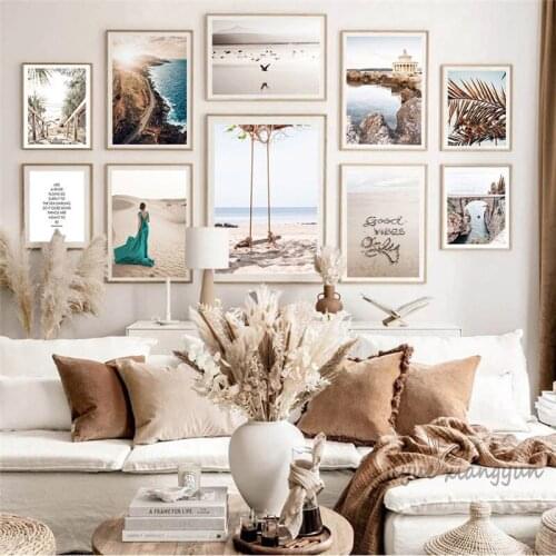 Desert Girl Sailboat Sea Nature Landscape Wall Art Canvas Painting Nordic Posters And Prints Wall Pictures For Living Room Decor