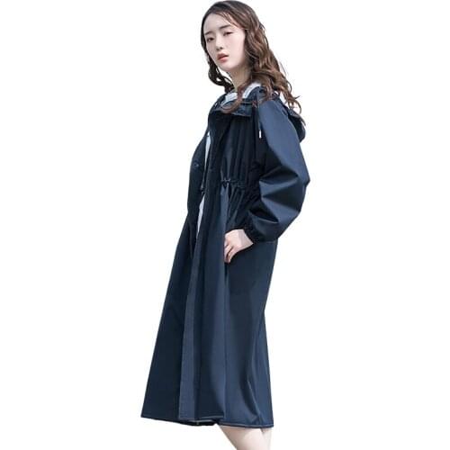 Long Waterproof Raincoat Polyester Fashion Thick Overall Women Bicycle Raincoat Hiking Outdoor Poncho Hombre Rain Tools DM50R